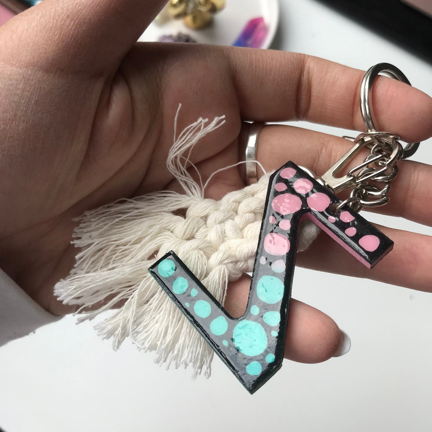 Zentangle Z wooden keychain