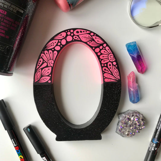 glitter zentangle wooden letter