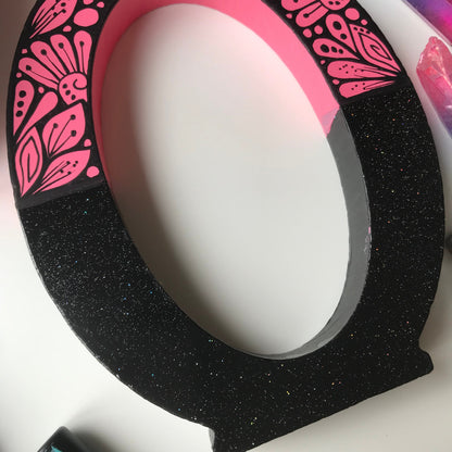 glitter zentangle wooden letter