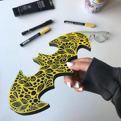 Zentangle wooden Batman - wall decor