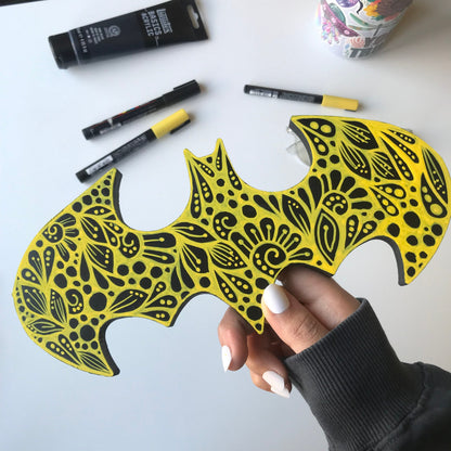 Zentangle wooden Batman - wall decor