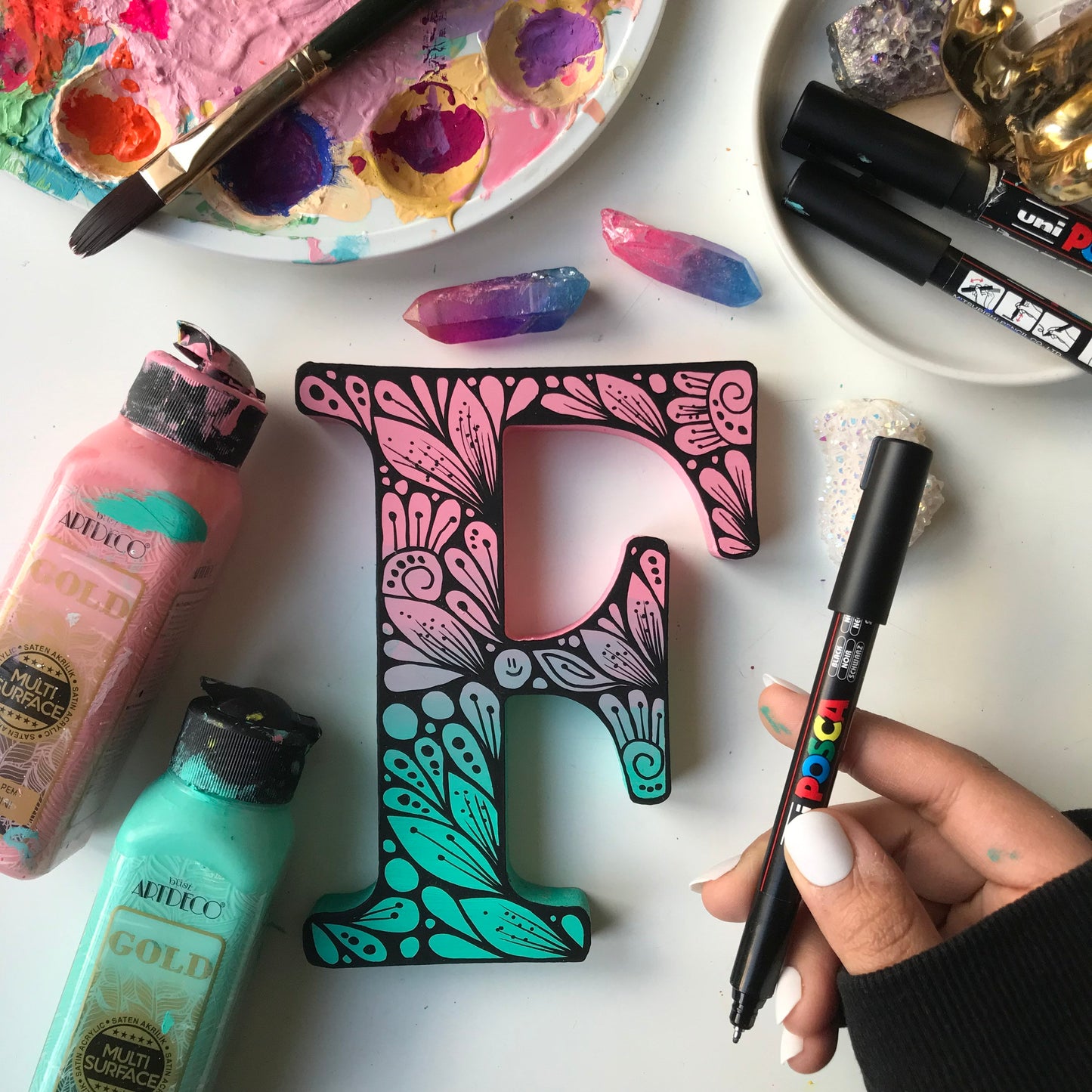 Custom  zentangle wooden letter