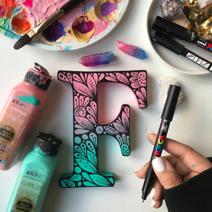 Custom  zentangle wooden letter