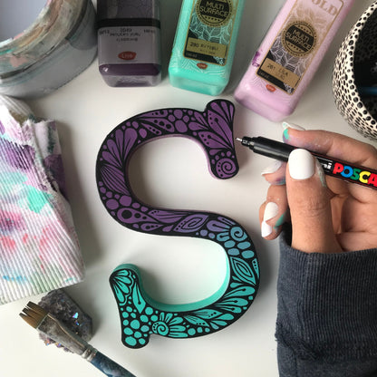 Custom  zentangle wooden letter