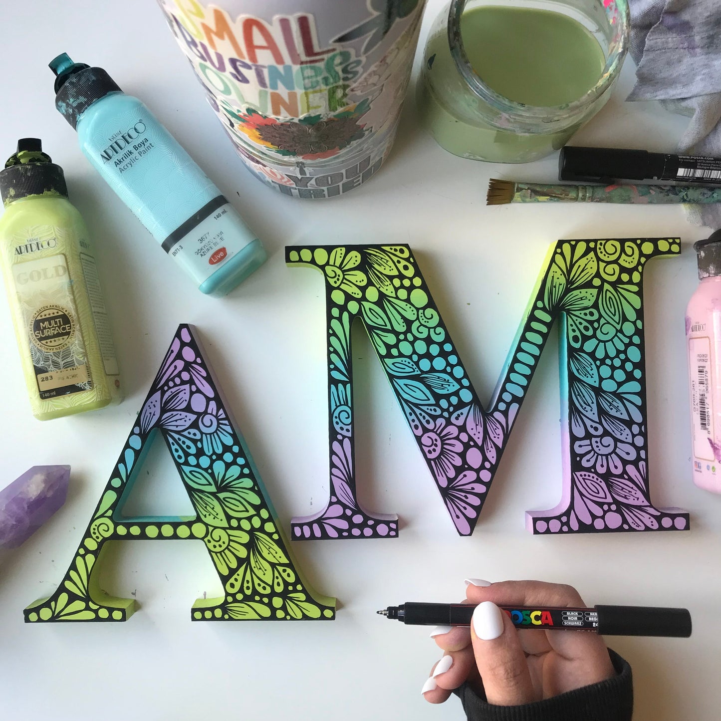 Custom  zentangle wooden letter