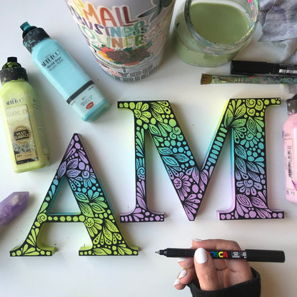 Custom  zentangle wooden letter