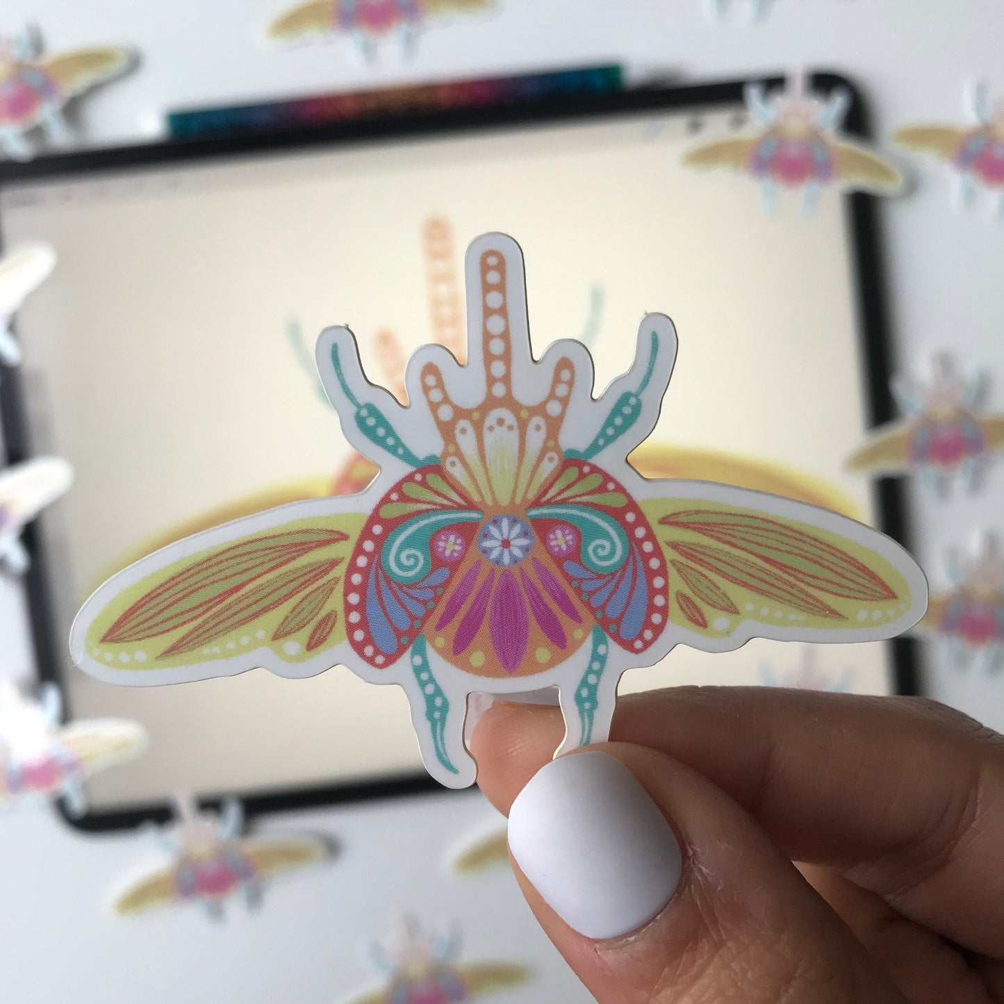 Cute folk bug illustration sticker