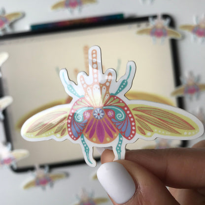 Cute folk bug illustration sticker