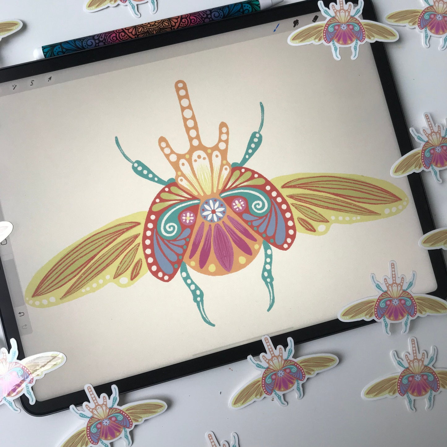 Cute folk bug illustration sticker