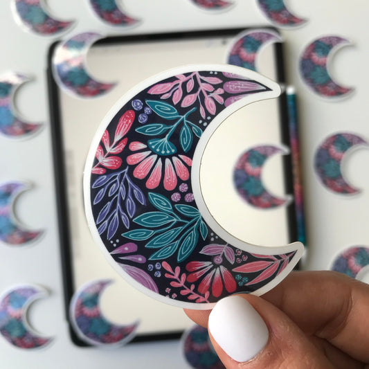 Navy plant moon sticker