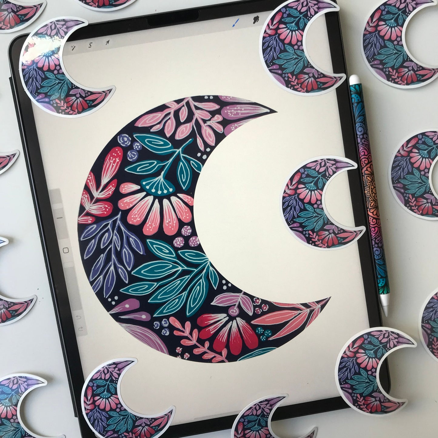 Navy plant moon sticker