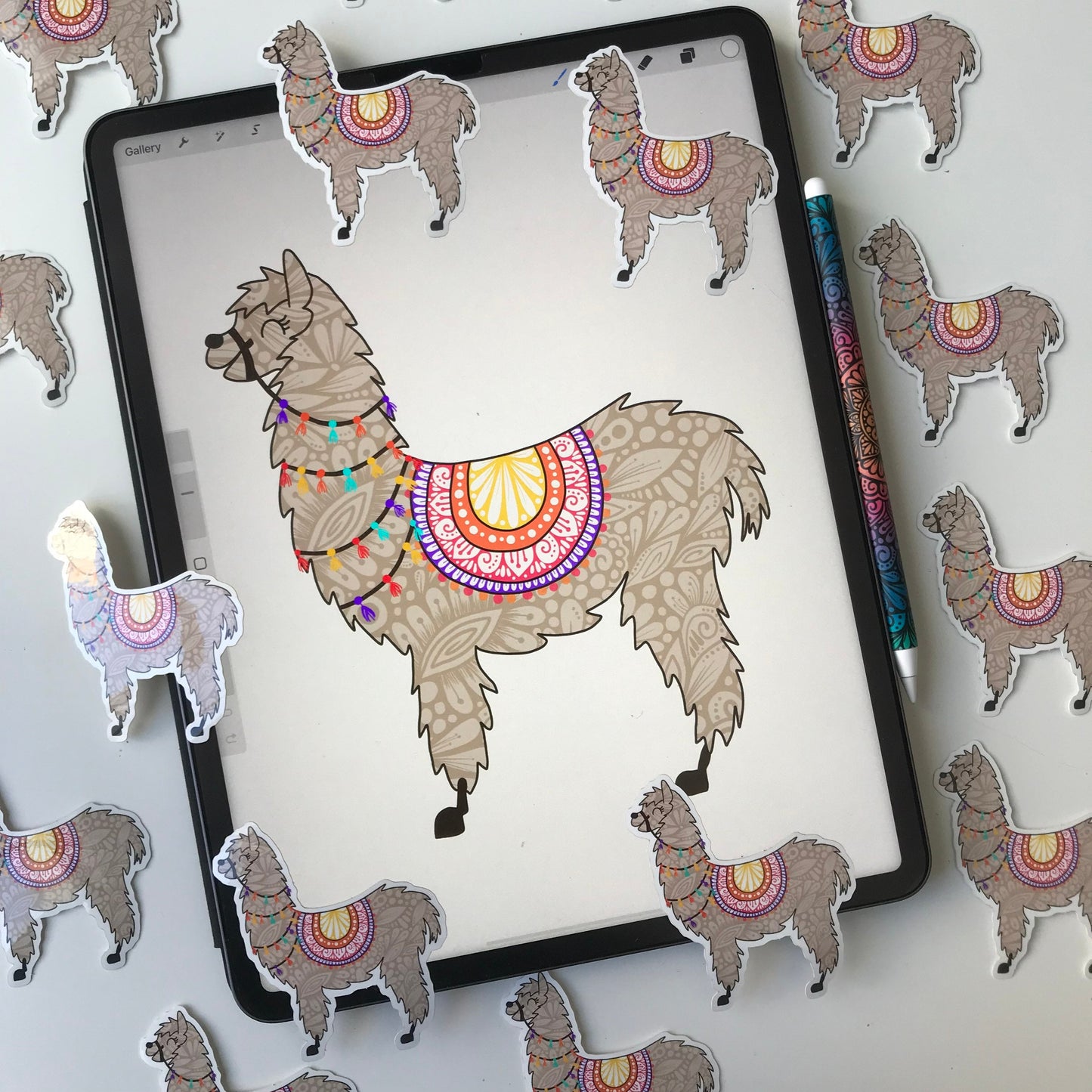 Zentangle Lama waterproof sticker