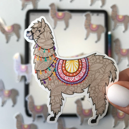 Zentangle Lama waterproof sticker