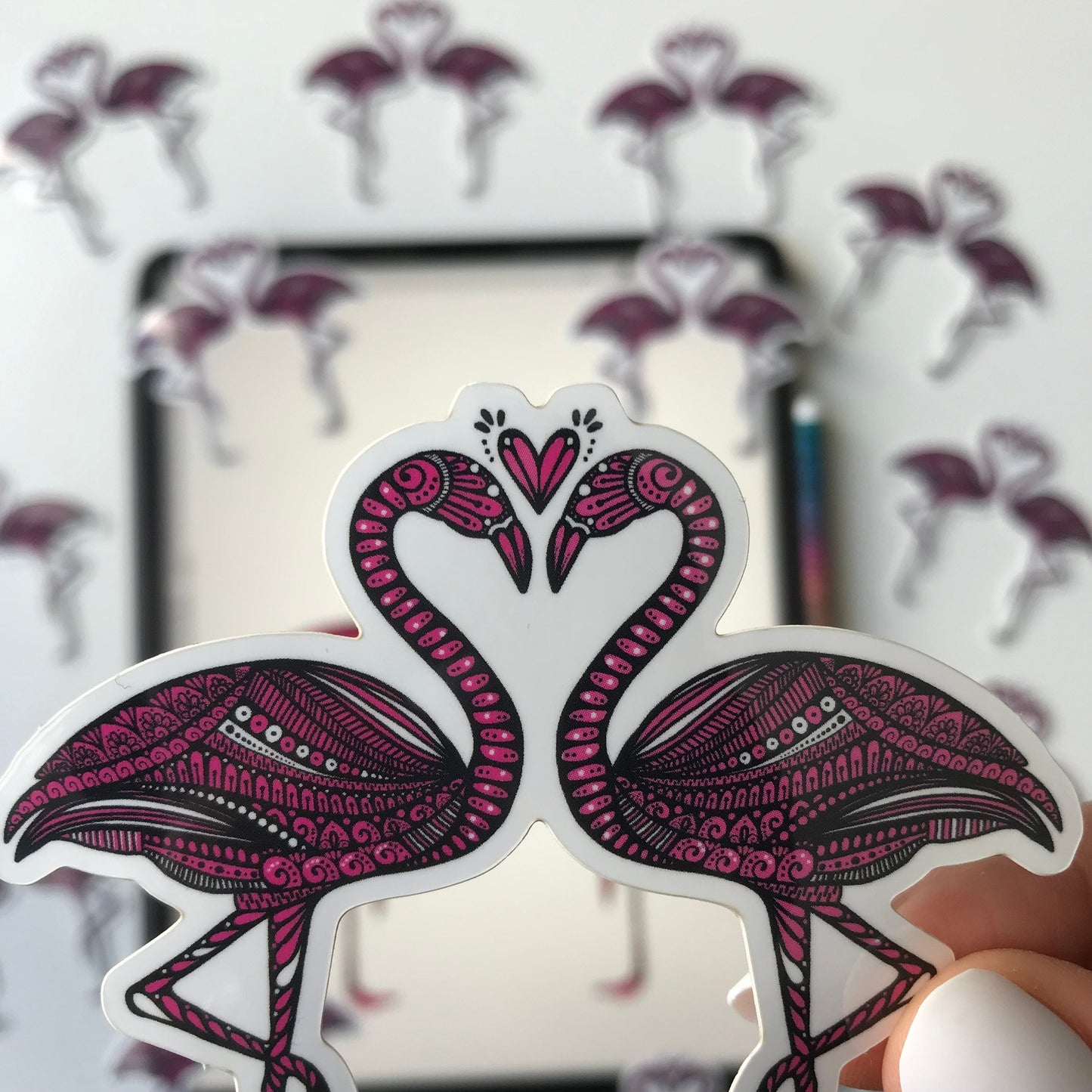 Zentangle flamingo sticker