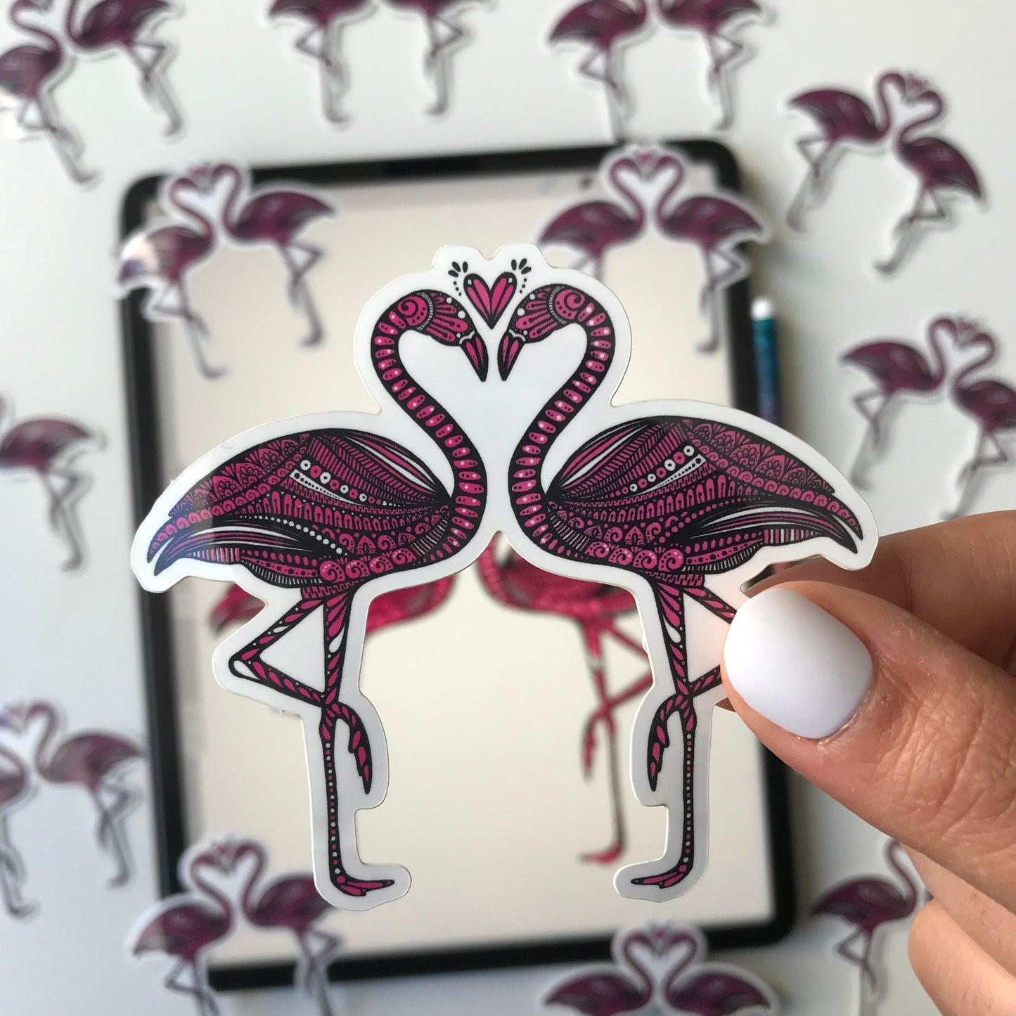 Zentangle flamingo sticker