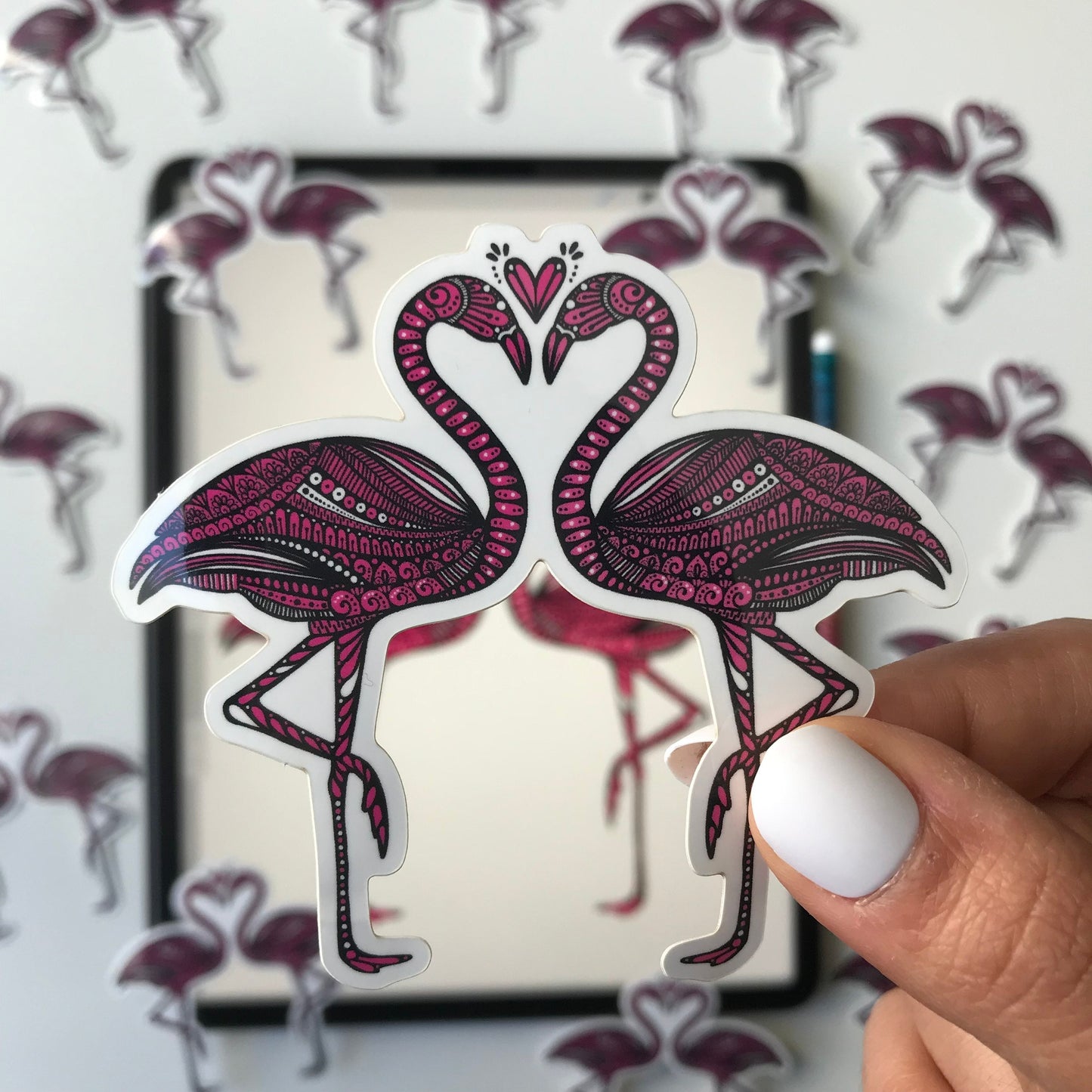 Zentangle flamingo sticker