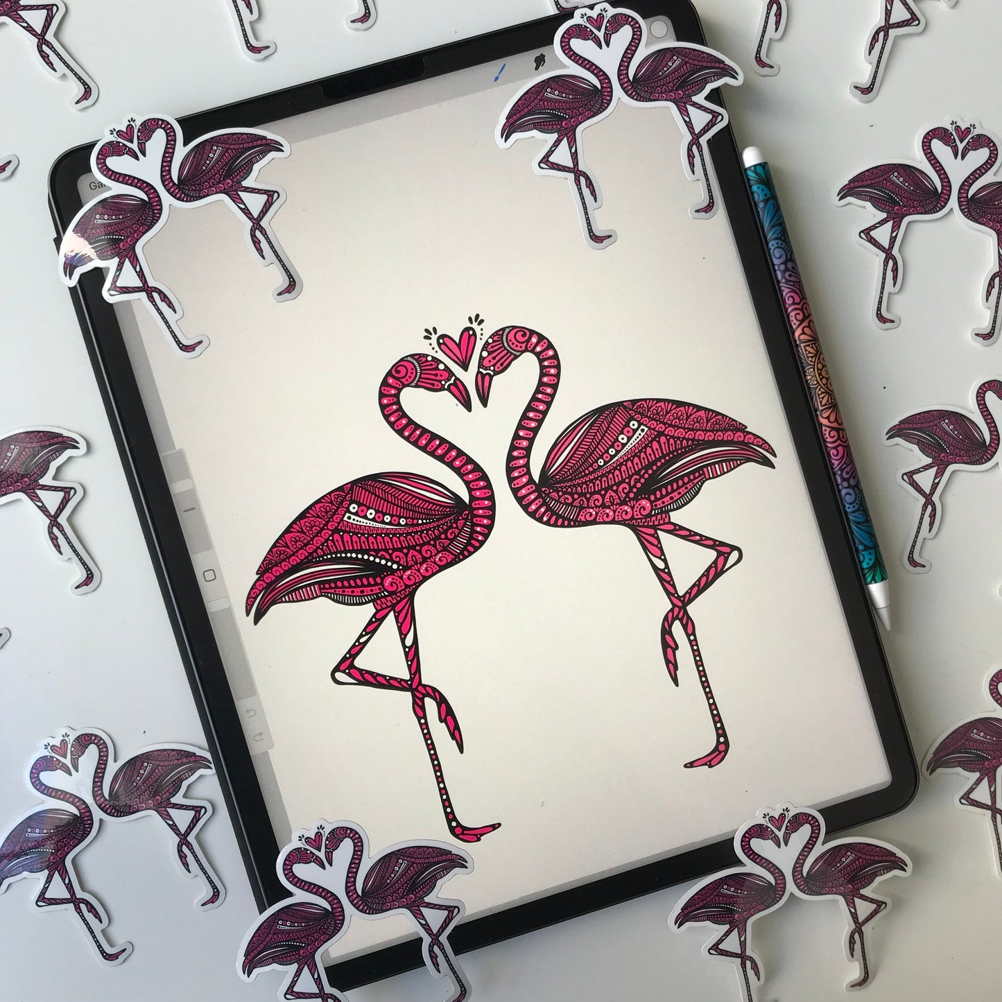 Zentangle flamingo sticker