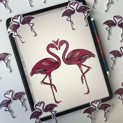 Zentangle flamingo sticker