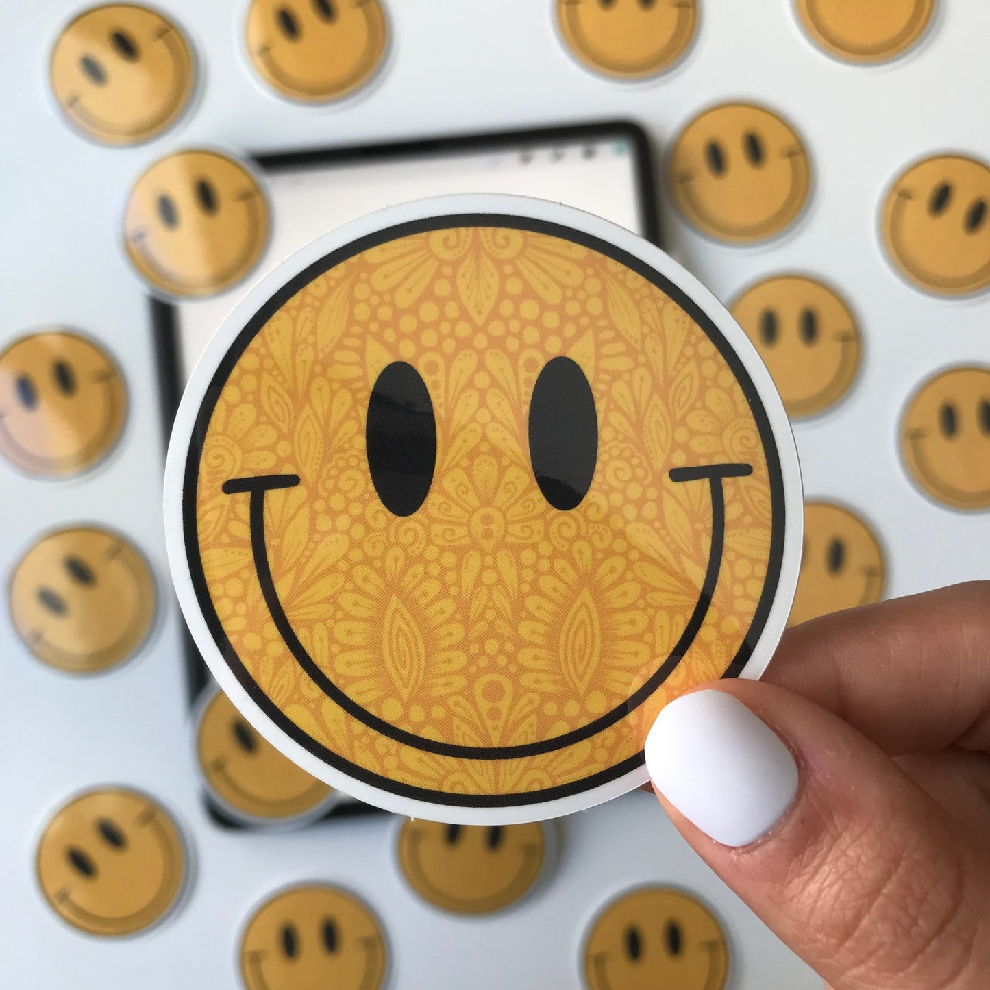 Zentangle smile waterproof sticker