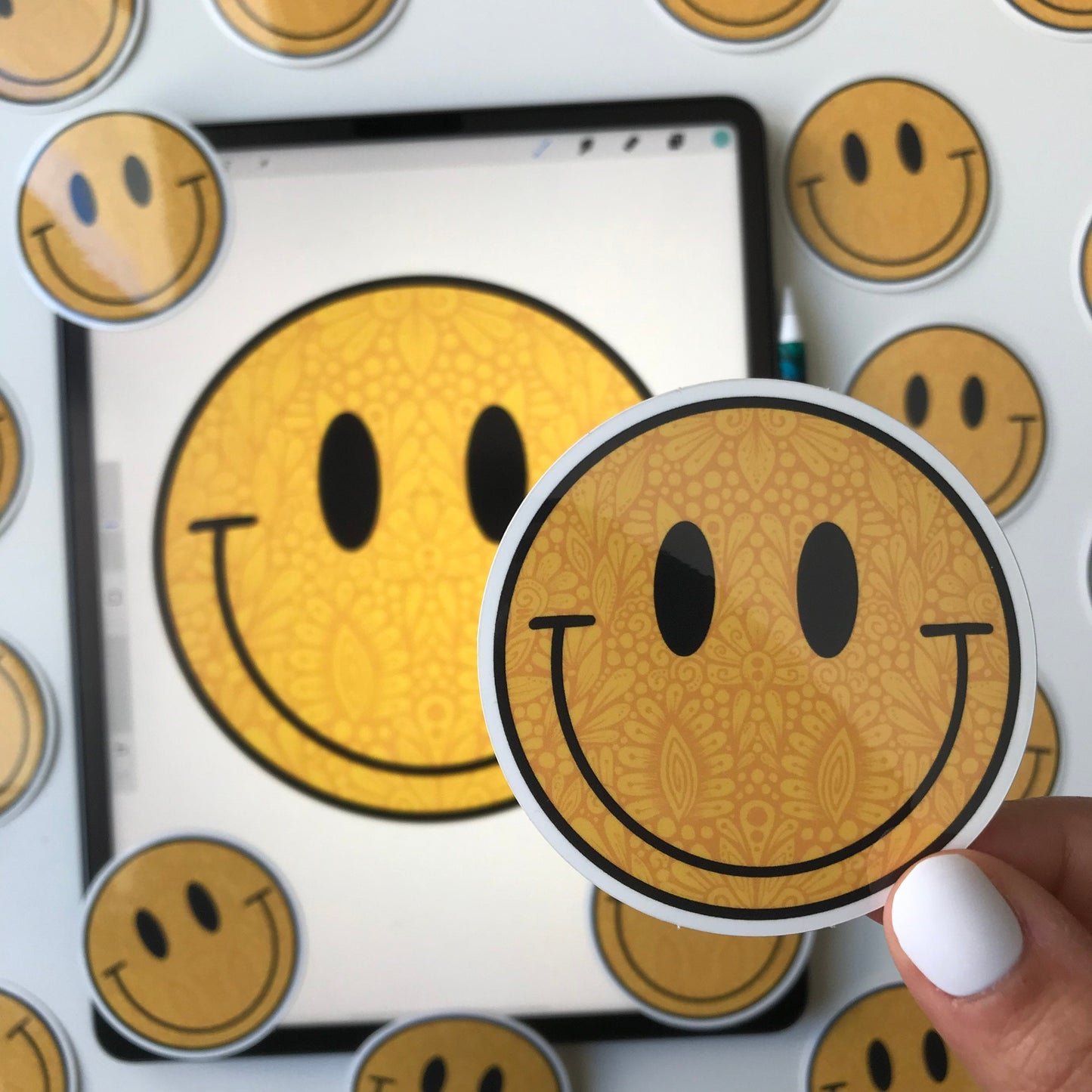 Zentangle smile waterproof sticker