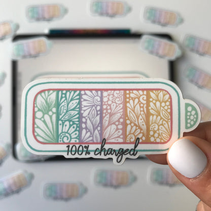 100% charged zentangle waterproof sticker