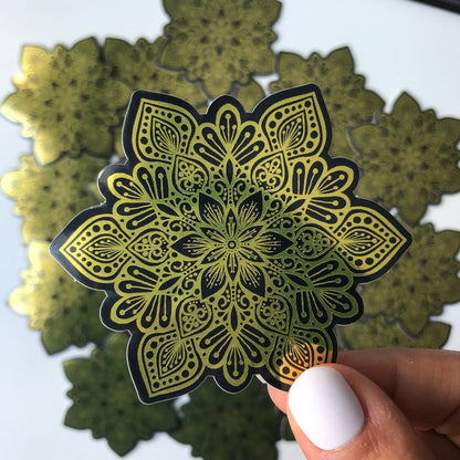 Golden mandala waterproof sticker
