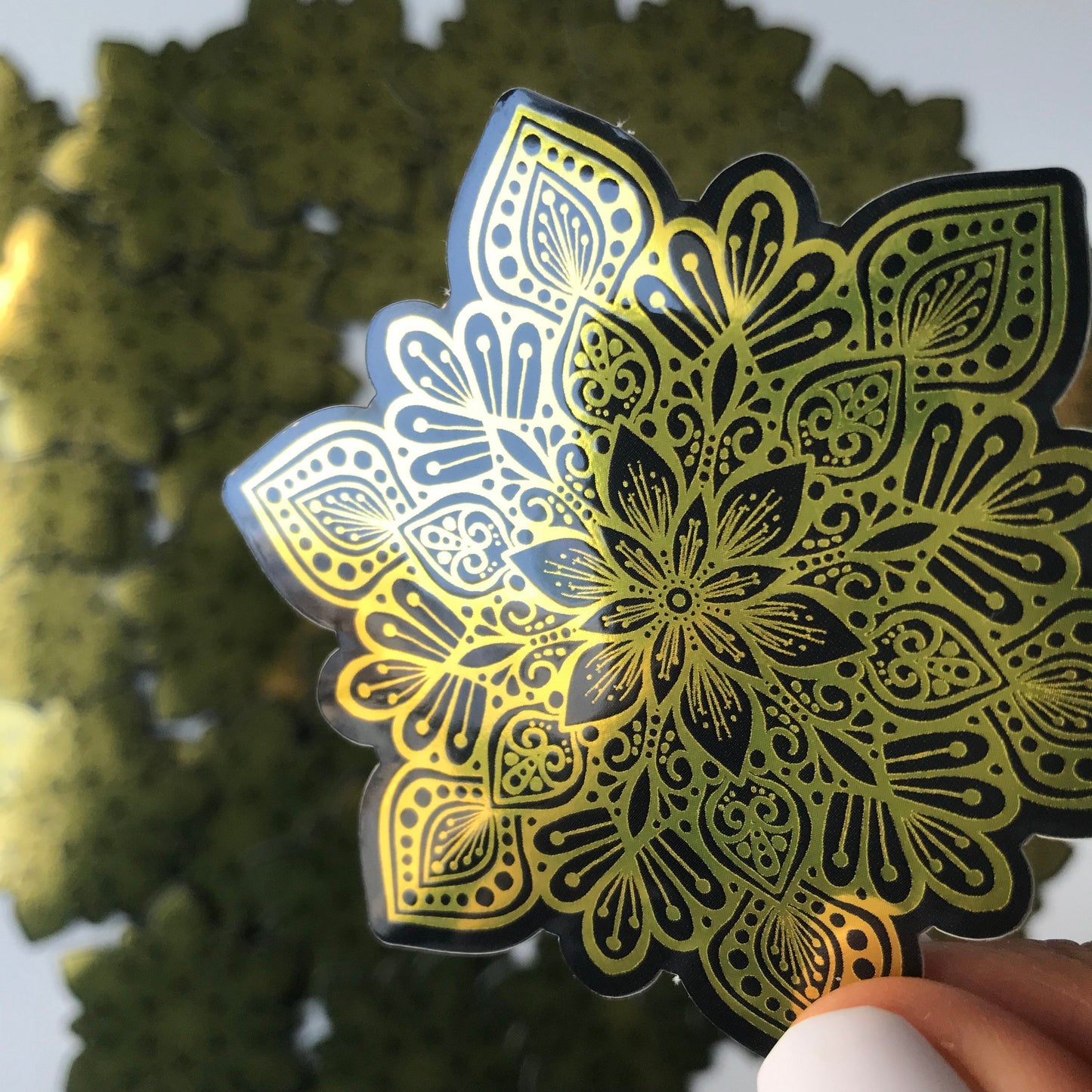 Golden mandala waterproof sticker