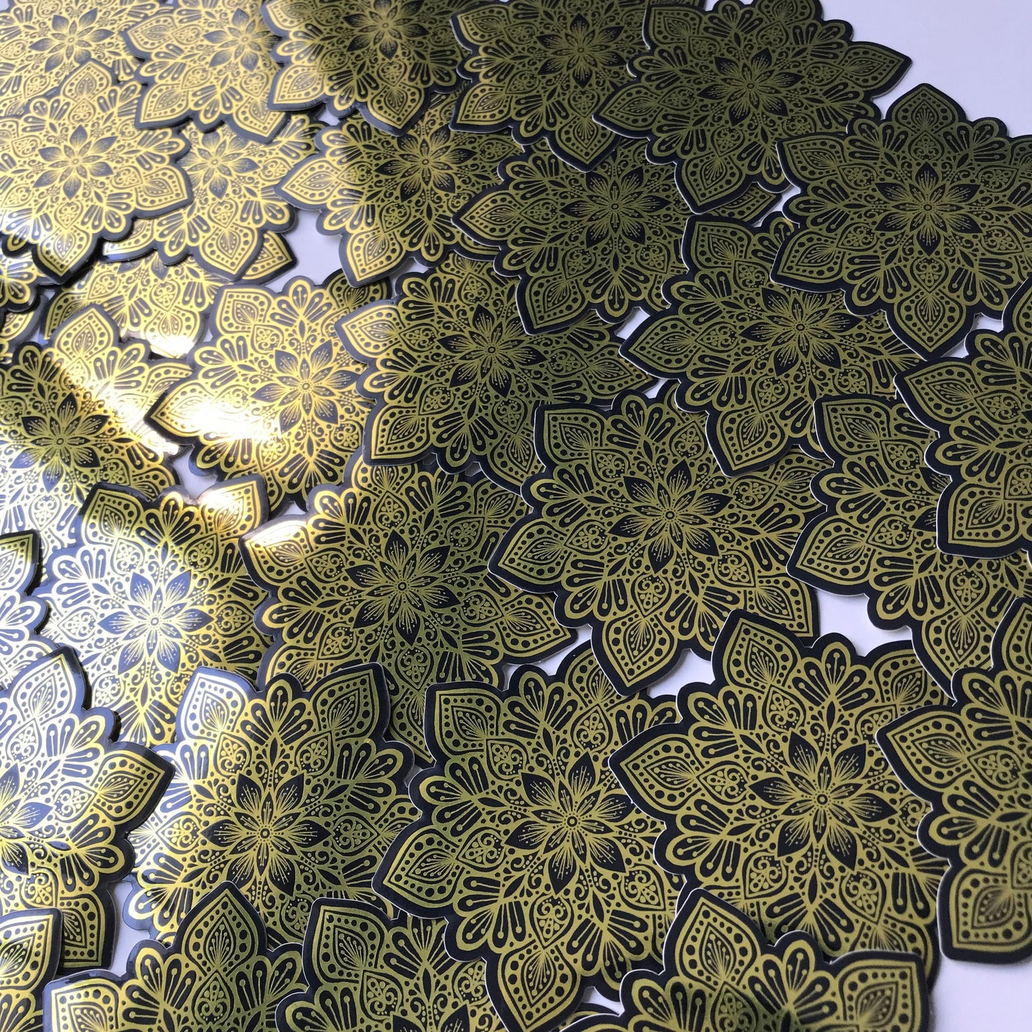 Golden mandala waterproof sticker