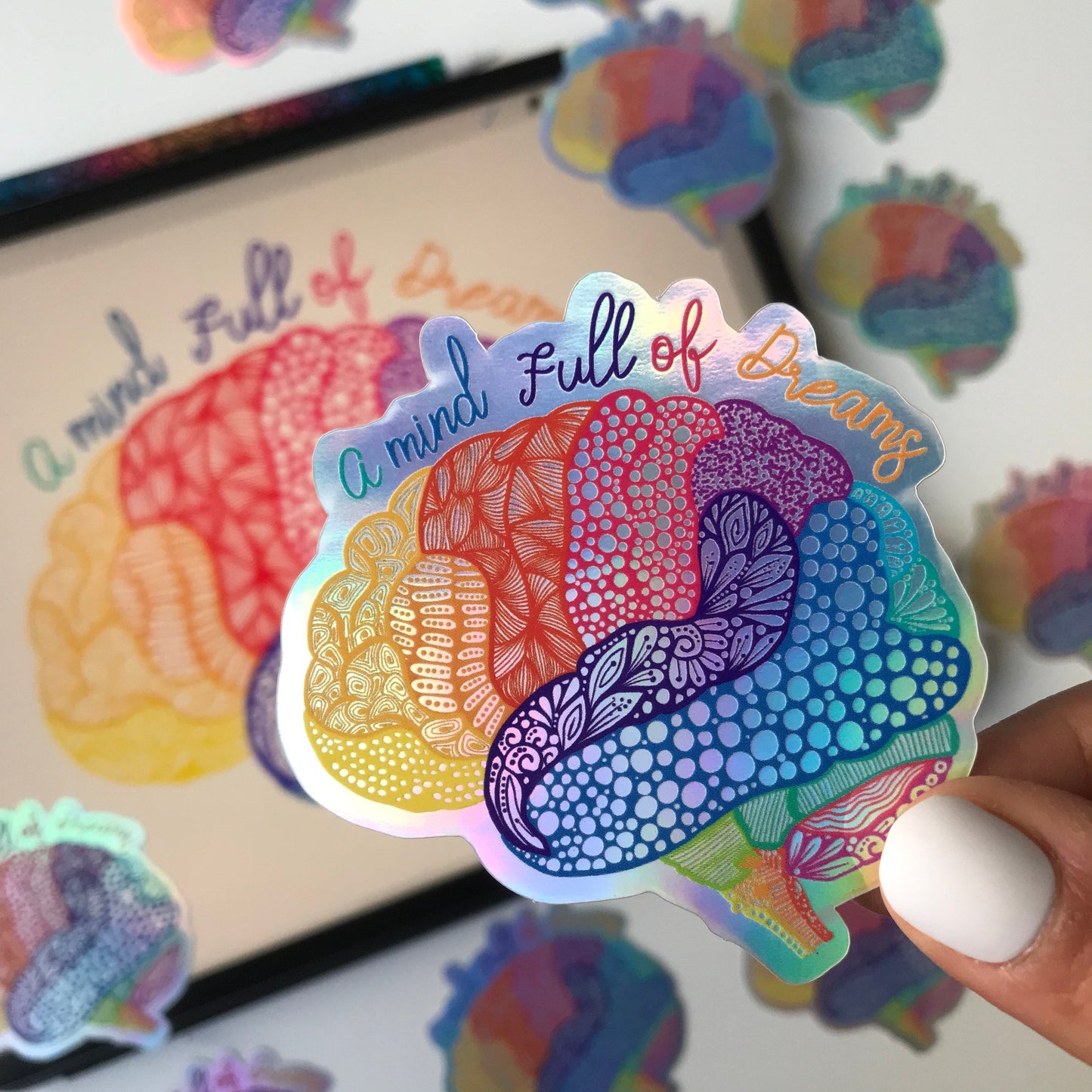 Zentangle Mind holographic sticker