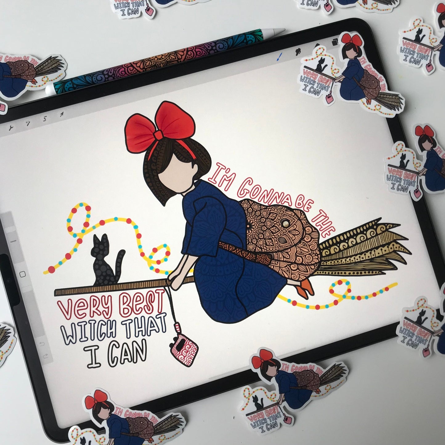 Kiki's delivery zentangle waterproof sticker