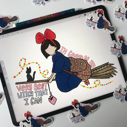 Kiki's delivery zentangle waterproof sticker