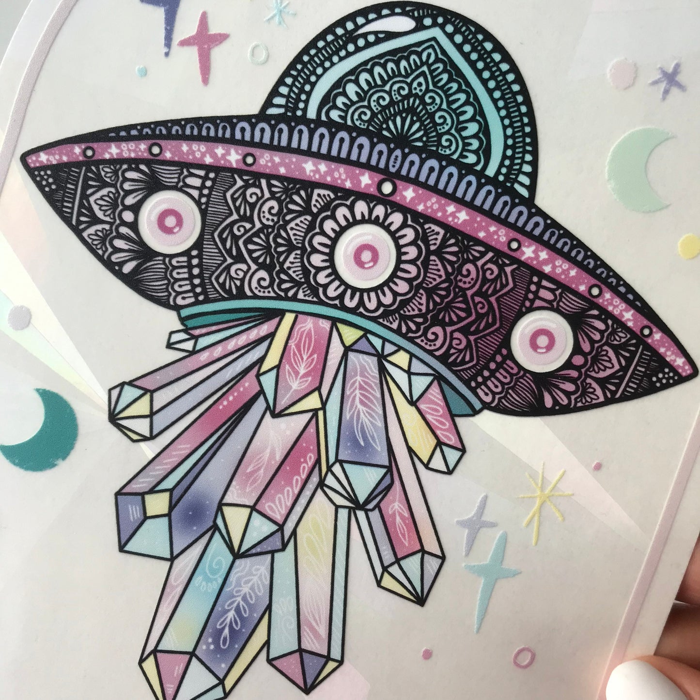 Zentangle ufo suncatcher  sticker