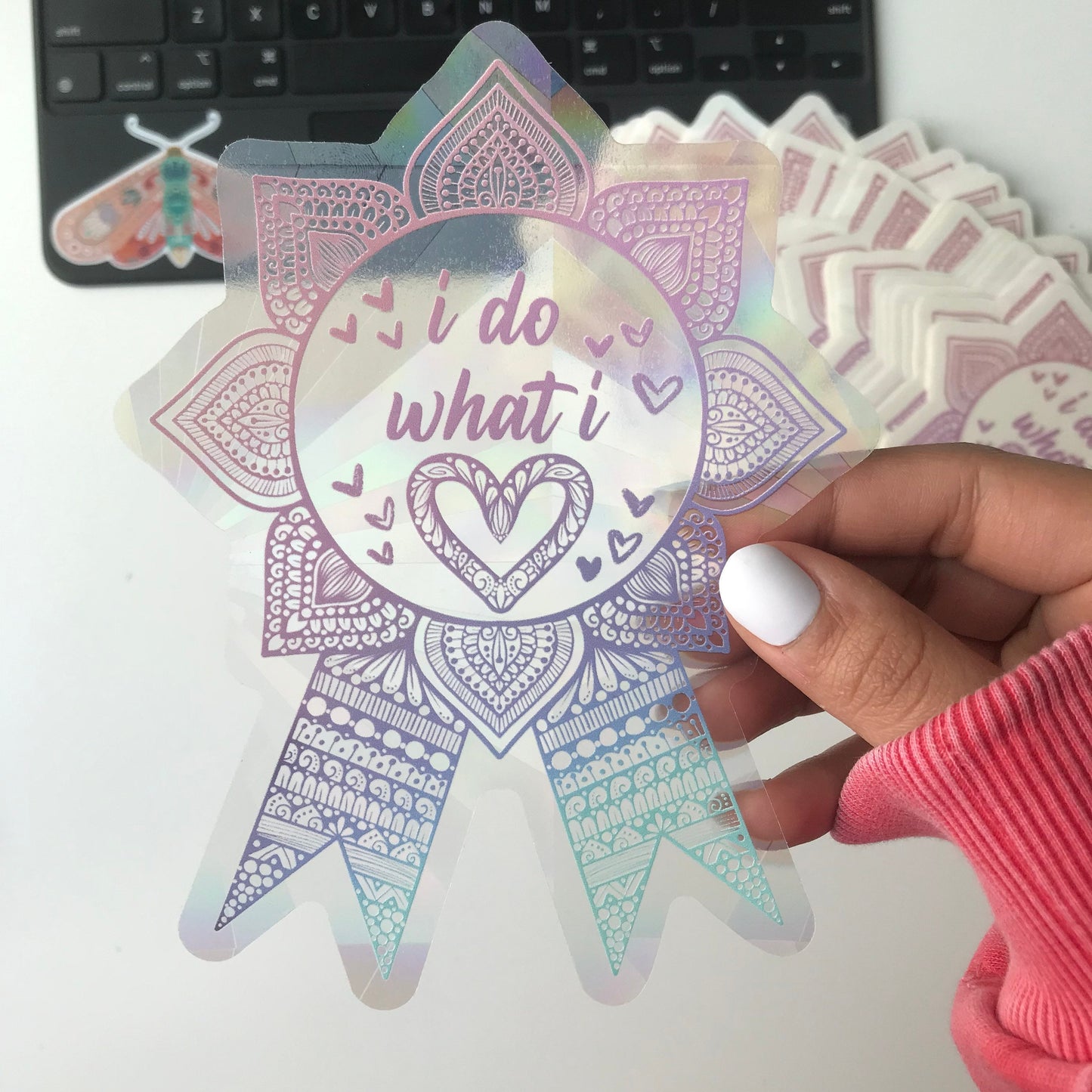 I do what i love mandala suncatcher sticker