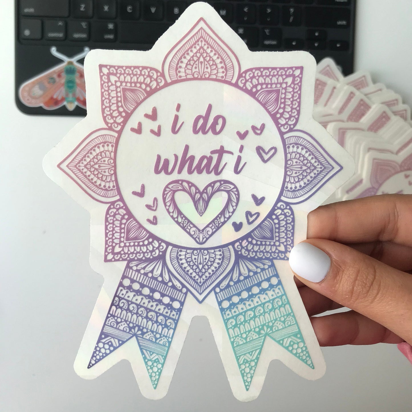 I do what i love mandala suncatcher sticker