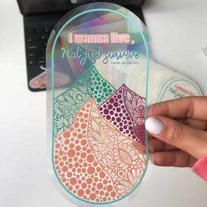 Zentangle mountain sunacher sticker - rainbow maker sticker