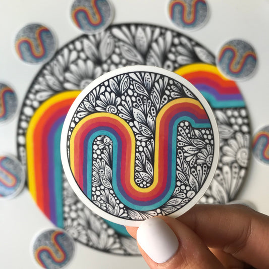 Abstract rainbow with zenatngle waterproof sticker
