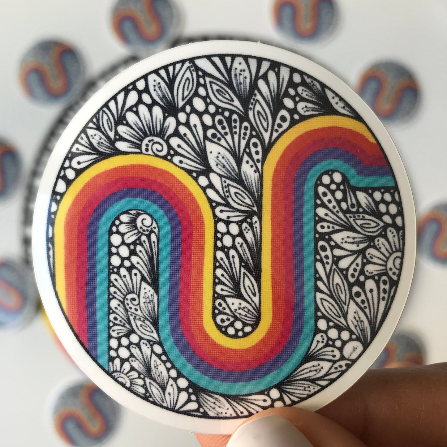 Abstract rainbow with zenatngle waterproof sticker