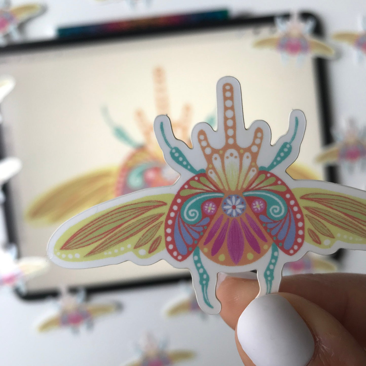 Cute folk bug illustration sticker