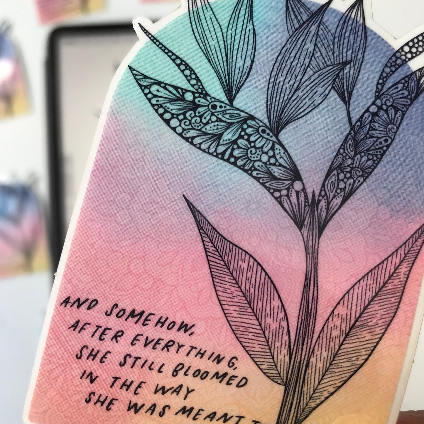 Bird of paradise mandala waterproof sticker