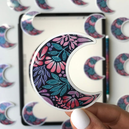 Navy plant moon sticker
