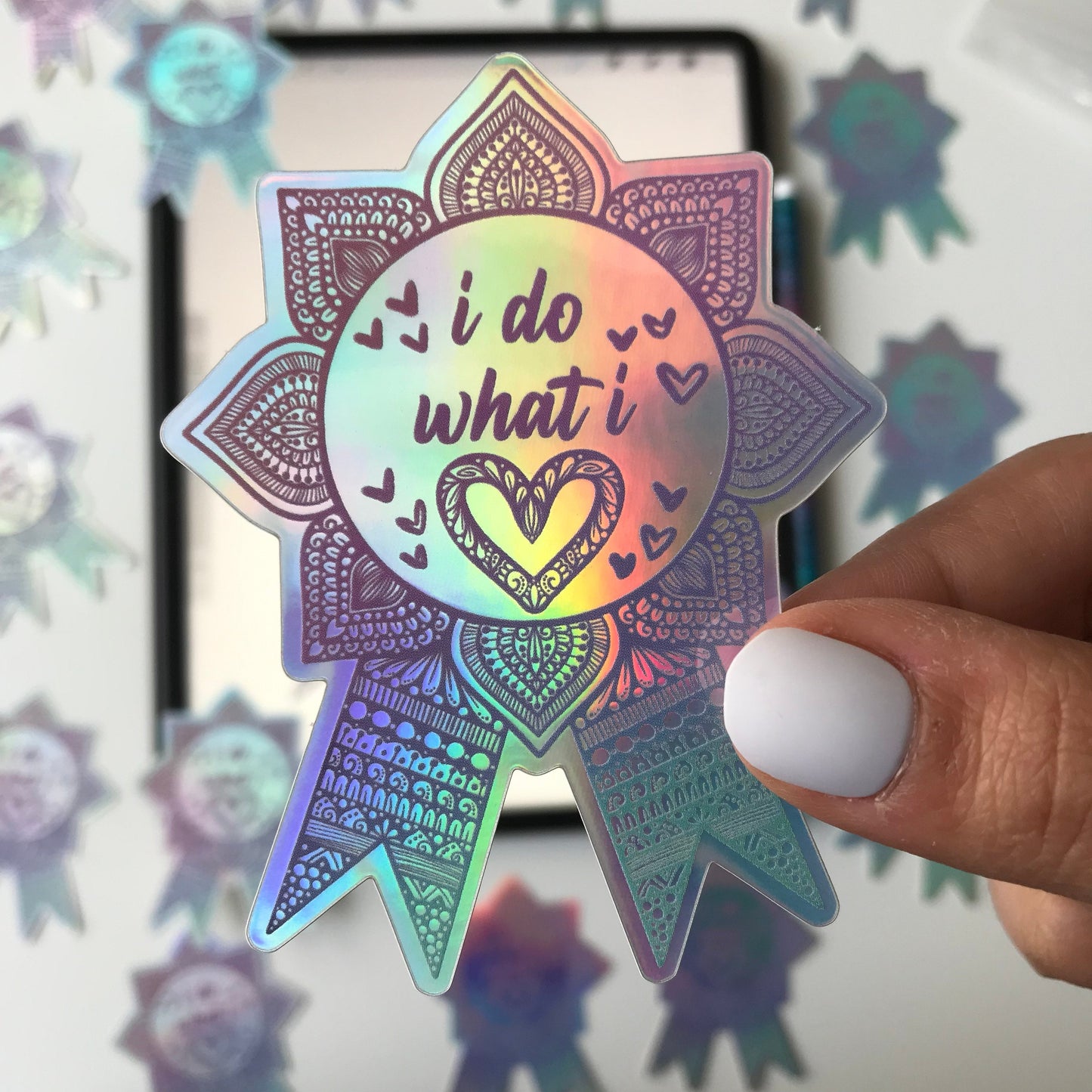 I do what i love sticker - mandala holographic sticker