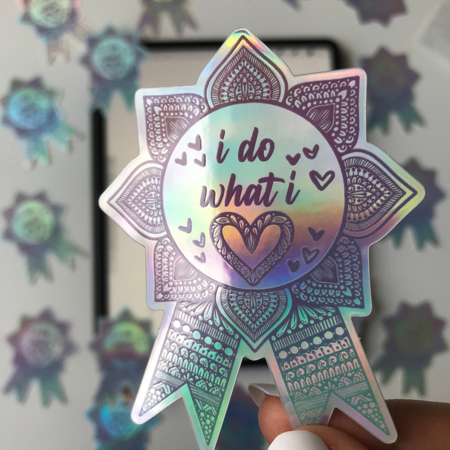 I do what i love sticker - mandala holographic sticker