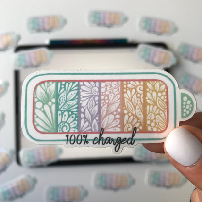 100% charged zentangle waterproof sticker