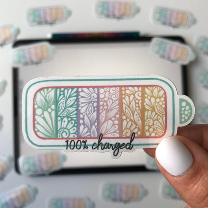 100% charged zentangle waterproof sticker