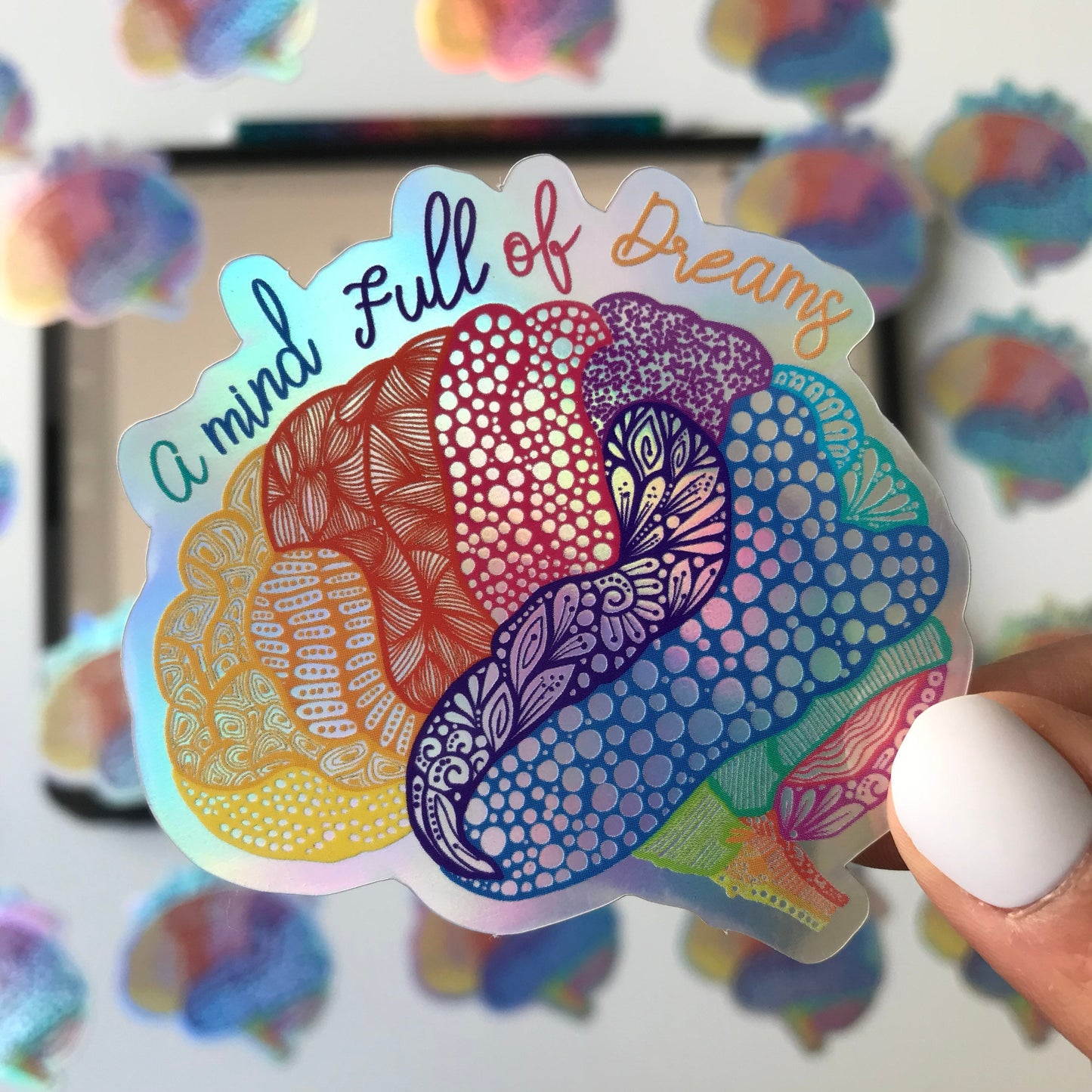 Zentangle Mind holographic sticker