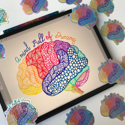 Zentangle Mind holographic sticker