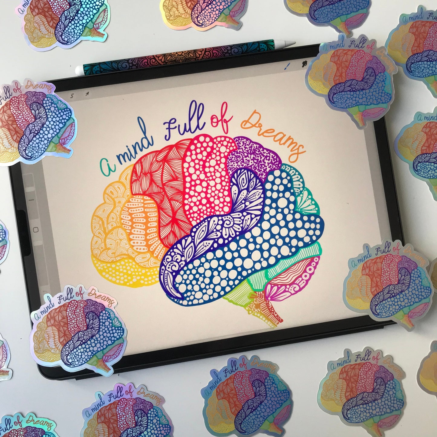 Zentangle Mind holographic sticker