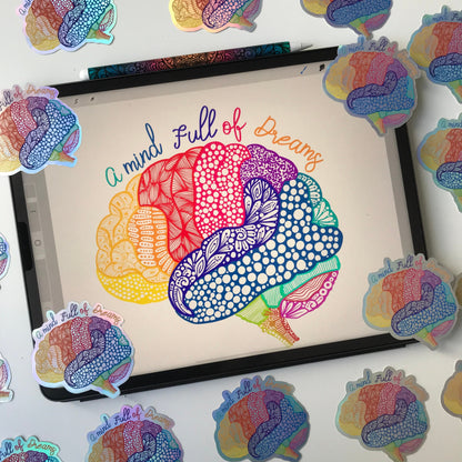 Zentangle Mind holographic sticker