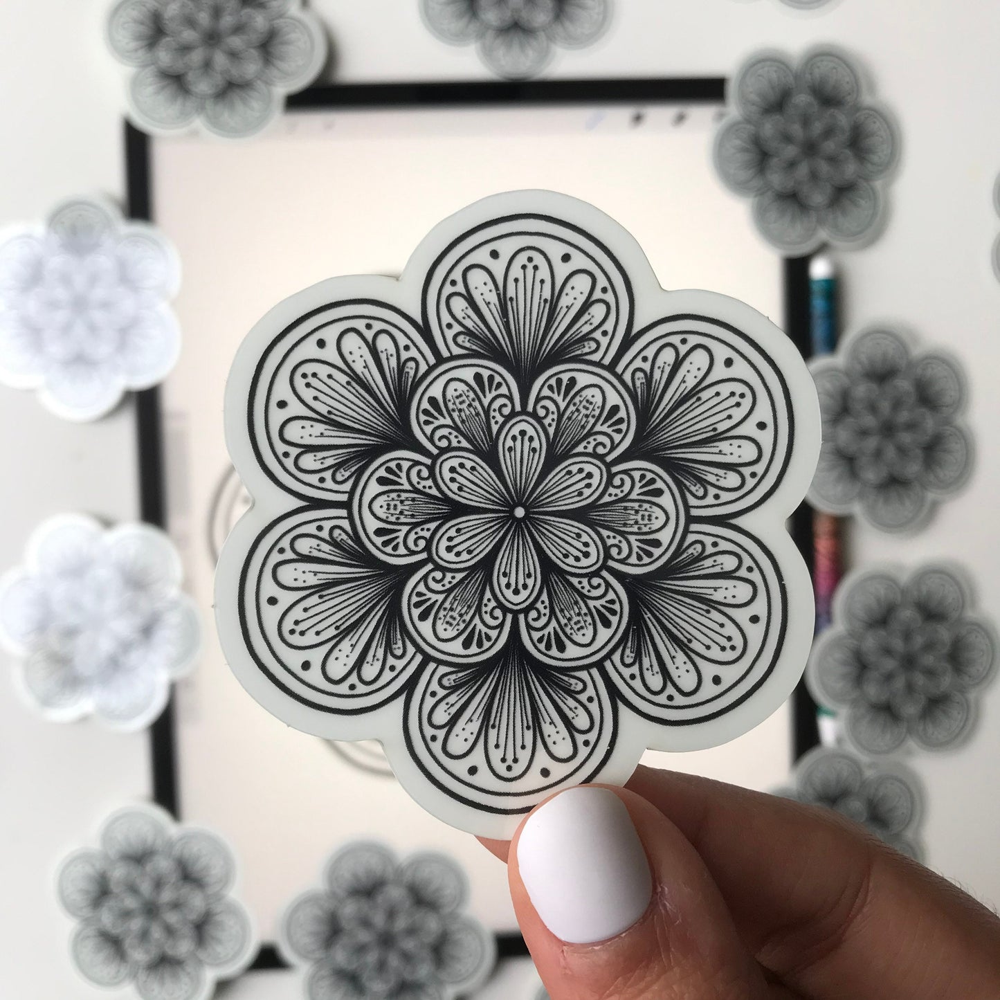 Glow in the dark mandala sticker - waterproof sticker