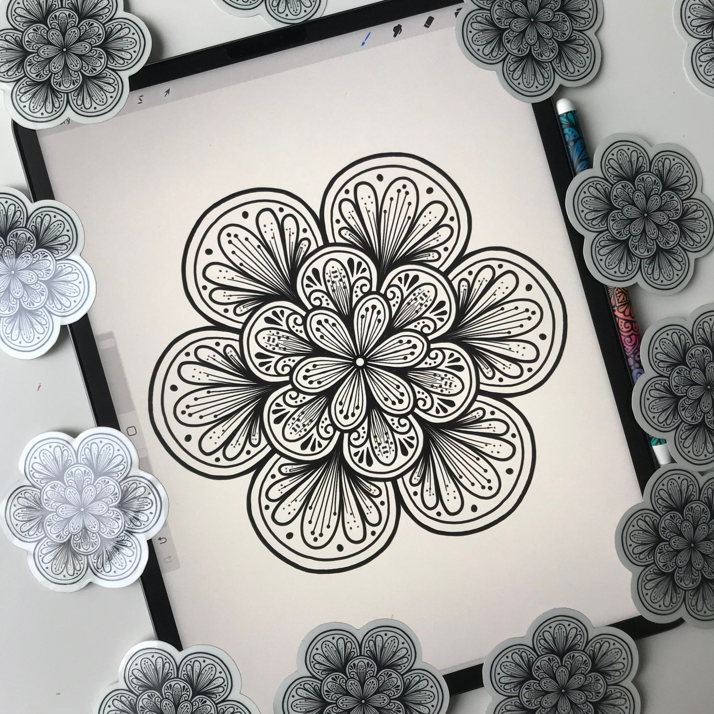 Glow in the dark mandala sticker - waterproof sticker